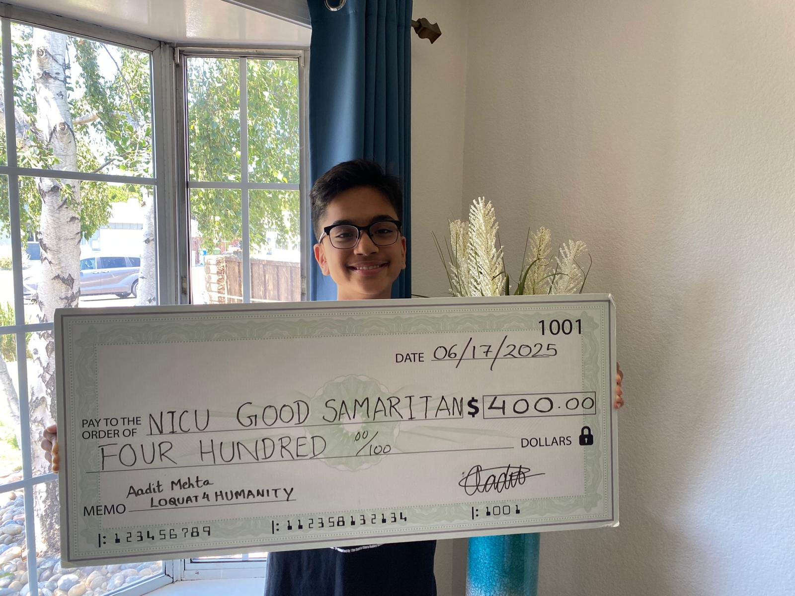 Donation Check to NICU